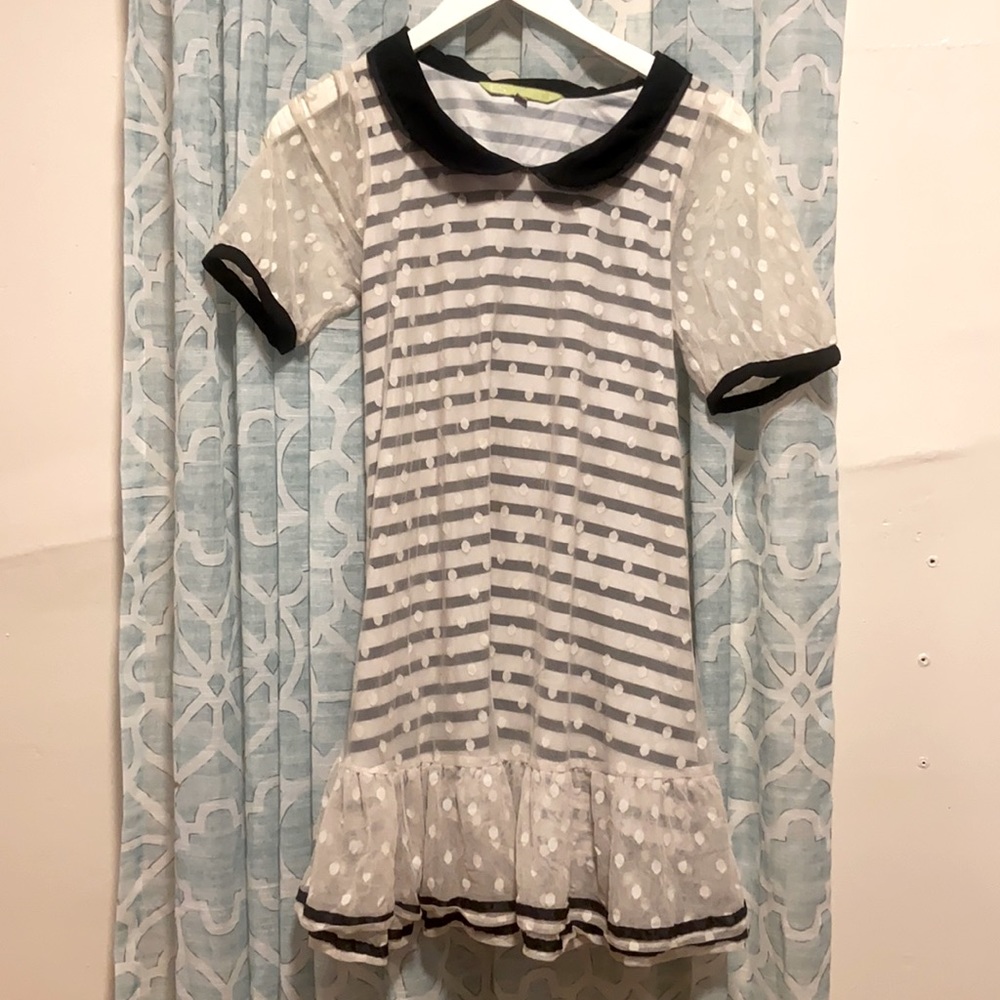 Black and White Striped and Spotted Baby Doll Dress